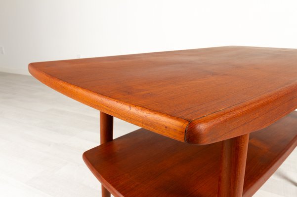 Vintage Danish Teak Coffee Table with Shelf, 1960s-WIX-953375