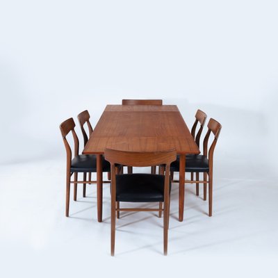 Vintage Danish Teak Dining Table & Chairs, Set of 7-NQU-1759592