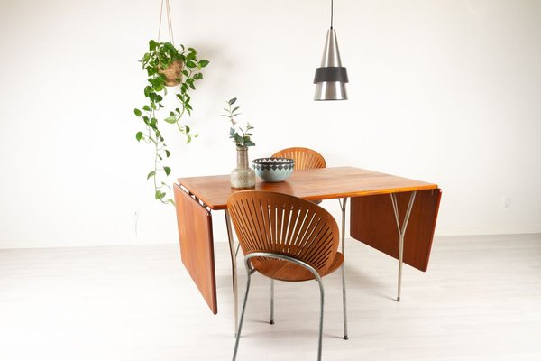 Vintage Danish Teak Drop Leaf Dining Table, 1950s-WIX-967393