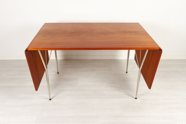 Vintage Danish Teak Drop Leaf Dining Table, 1950s-WIX-967393