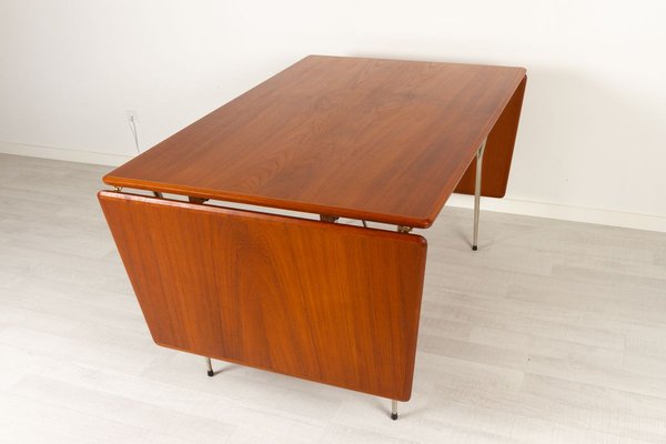 Vintage Danish Teak Drop Leaf Dining Table, 1950s-WIX-967393