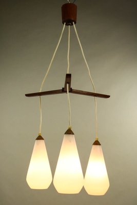 Vintage Danish Teak Glass Cascade Pendant Lamp, 1960s-FUP-716332