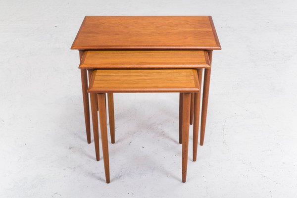 Vintage Danish Teak Nesting Tables, 1960s, Set of 3-ZZH-567352