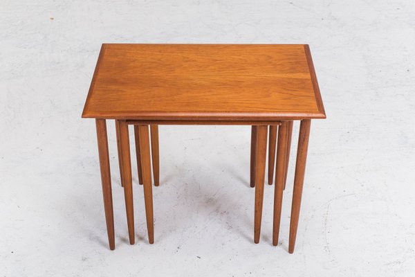 Vintage Danish Teak Nesting Tables, 1960s, Set of 3-ZZH-567352