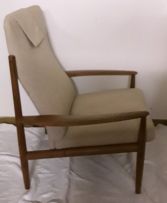 Vintage Danish Teak & Wool Armchair, 1970s-HOI-780689