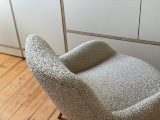 Vintage Danish White Bouclé Lounge Chair, 1950s-WSA-1342938