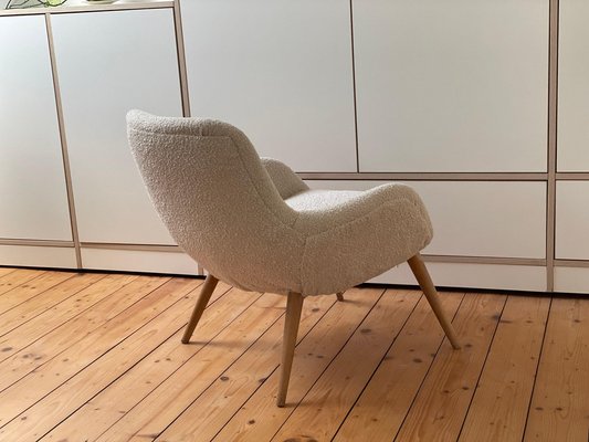 Vintage Danish White Bouclé Lounge Chair, 1950s-WSA-1342938