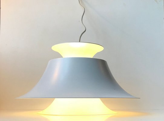 Vintage Danish White Pendant Ceiling Lamp from Jeka, 1970s-LCR-858882