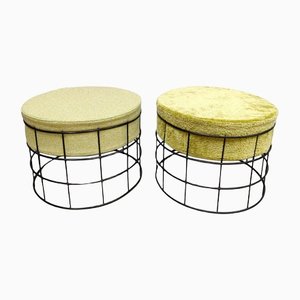 Vintage Danish Wire Stools and Coffee Table by Verner Panton, Set of 3-BW-1359498