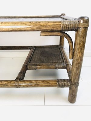 Vintage Dark Bamboo and Rattan Coffee Table-WQJ-811760