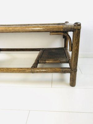 Vintage Dark Bamboo and Rattan Coffee Table-WQJ-811760