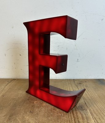 Vintage Dark Red Illuminated Letter E, 1980s-CGF-1747338