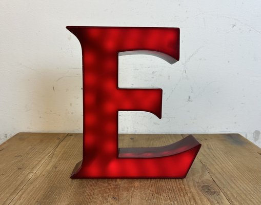 Vintage Dark Red Illuminated Letter E, 1980s-CGF-1747338