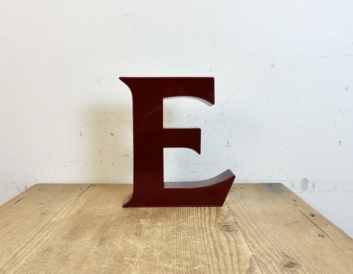 Vintage Dark Red Illuminated Letter E, 1980s-CGF-1747338