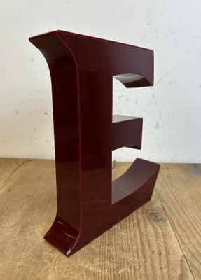 Vintage Dark Red Illuminated Letter E, 1980s-CGF-1747338