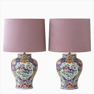 Vintage Delft Polychrome Table Lamps, 1960s, Set of 2-TJZ-1799452