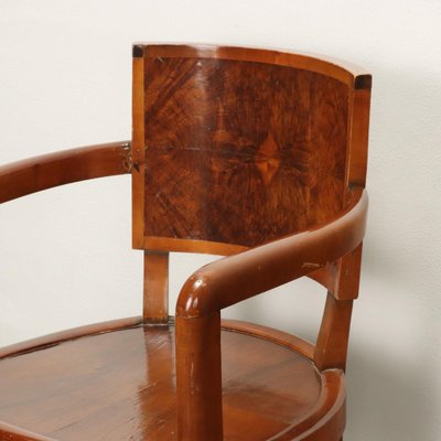 Vintage Dining Chairs in Burl Veneer, Italy, 1940s, Set of 4-VMM-1821411