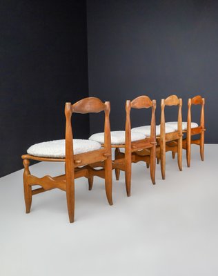 Vintage Dining Room Chairs in Oak and Bouclé from Guillerme & Chambron, 1960s, Set of 8-TRW-1729762