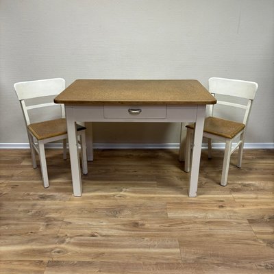 Vintage Dining Table with Chairs, 1950s, Set of 3-ALF-2033527