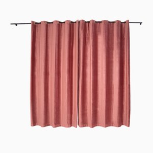 Vintage Domus Italian Curtain in Pink Velvet, Set of 2-RCE-1179194