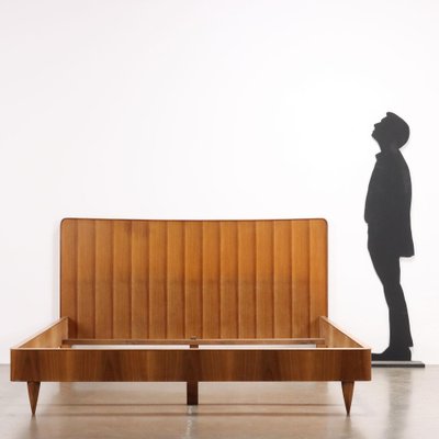 Vintage Double Bed in Walnut Veneer, Italy, 1960s-VMM-2044017