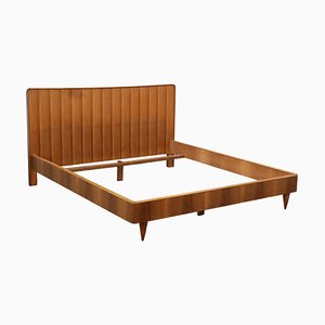 Vintage Double Bed in Walnut Veneer, Italy, 1960s-VMM-2044017