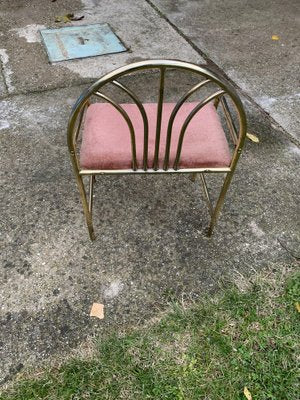 Vintage Dressing Stool in Brass, 1950s-OXJ-1792906