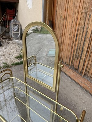 Vintage Dressing Table and Stool in Brass, 1950s, Set of 2-OXJ-1748687