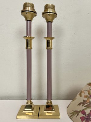 Vintage Dutch Brass and Metal Column Table Lamps, 1980s, Set of 2-WZZ-1805130