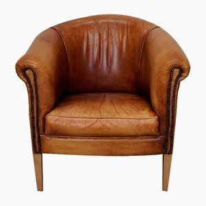 Vintage Dutch Cognac Leather Club Chair-XO-1748816