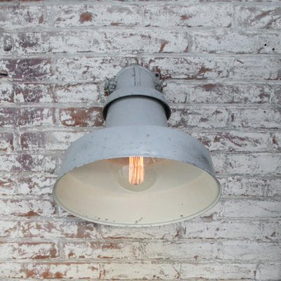 Vintage Dutch Gray Aluminum Wall Light from Industria Rotterdam-BLS-1389781