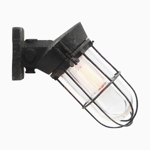 Vintage Dutch Industrial Black Cast Iron and Glass Sconce by Industria Rotterdam-BLS-1747305