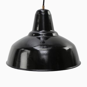 Vintage Dutch Industrial Black Enamel Hanging Lamp from Philips-BLS-1722240