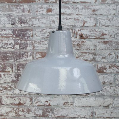 Vintage Dutch Industrial Gray Enamel Hanging Lamp by Philips-BLS-1098347