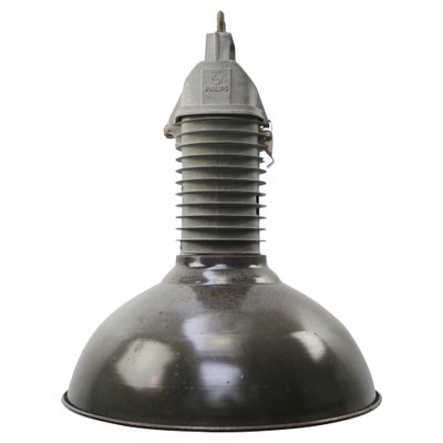 Vintage Dutch Industrial Pendant Light in Black Enamel from Philips-BLS-1732280