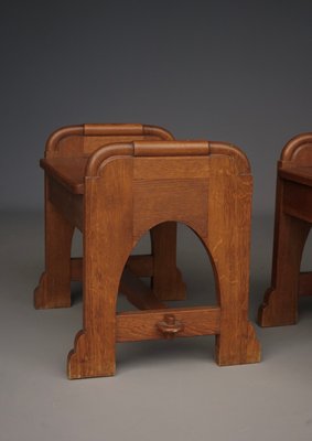 Vintage Dutch Oak Church Stools, 1940s, Set of 2-MB-2034529