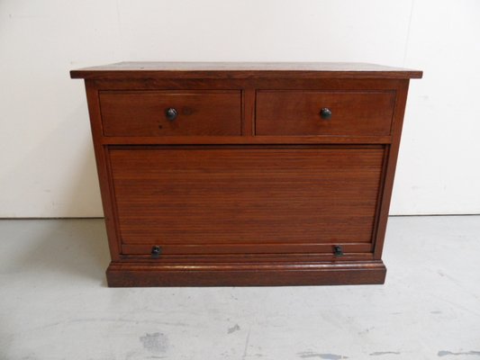 Vintage Dutch Oak Filing Cabinet with Roller Shutter, 1920s-PNJ-1369481