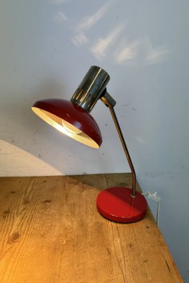 Vintage East German Red Table Lamp from Aka Leuchten, 1970s-CGF-1815243