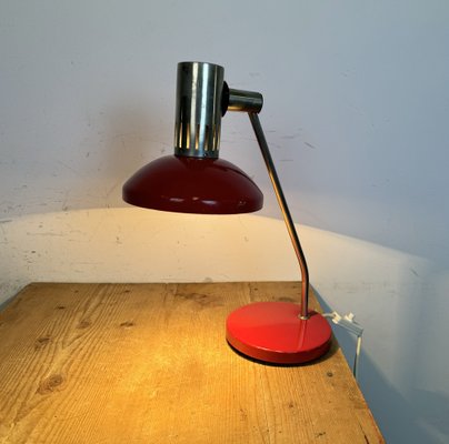 Vintage East German Red Table Lamp from Aka Leuchten, 1970s-CGF-1815243