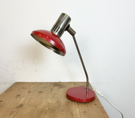 Vintage East German Red Table Lamp from Aka Leuchten, 1970s-CGF-1815243