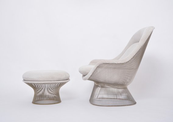 Vintage Easy Chair and Ottoman by Warren Platner, 1960s, Set of 2-FN-1763650