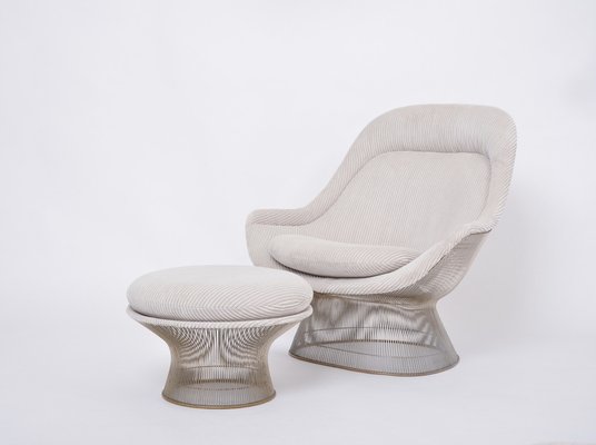 Vintage Easy Chair and Ottoman by Warren Platner, 1960s, Set of 2-FN-1763650