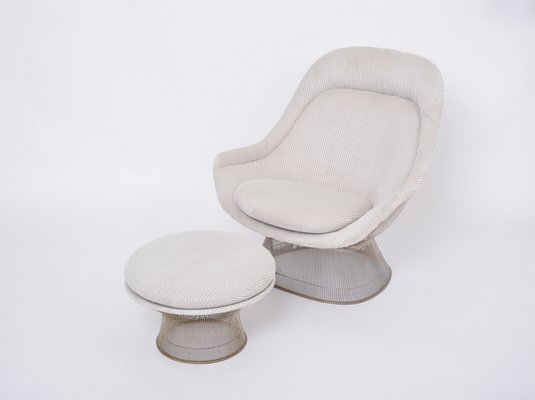 Vintage Easy Chair and Ottoman by Warren Platner, 1960s, Set of 2-FN-1763650