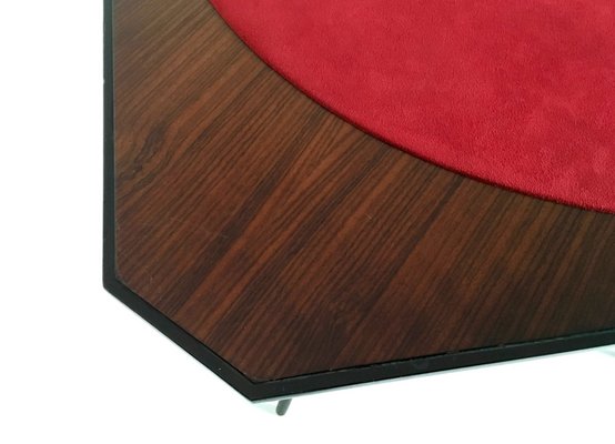 Vintage Ebonized Beech Game Table with Red Fabric from Chiavari, Italy, 1950s-JPQ-2027825