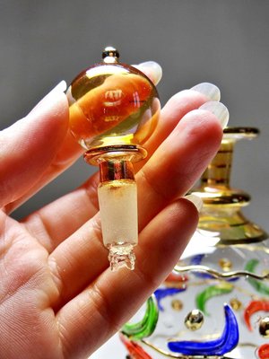 Vintage Egyptian Blown Glass Perfume Bottles, Set of 5-GRD-2021828