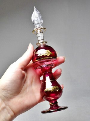 Vintage Egyptian Blown Glass Perfume Bottles, Set of 5-GRD-2021828