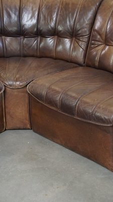 Vintage Elements Sofa in Thick Leather, 1960s, Set of 6-HPP-2033007