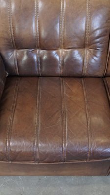 Vintage Elements Sofa in Thick Leather, 1960s, Set of 6-HPP-2033007