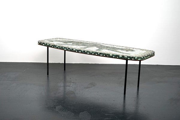 Vintage Elliptical Mosaic Coffee Table, 1960s-CIP-963126