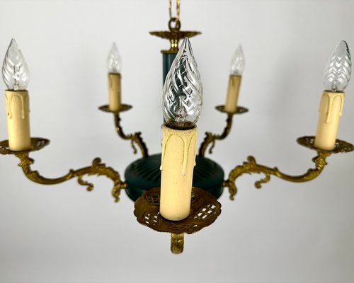 Vintage Empire Bronze Green Gold Chandelier with 5 Arms-GYX-2040580